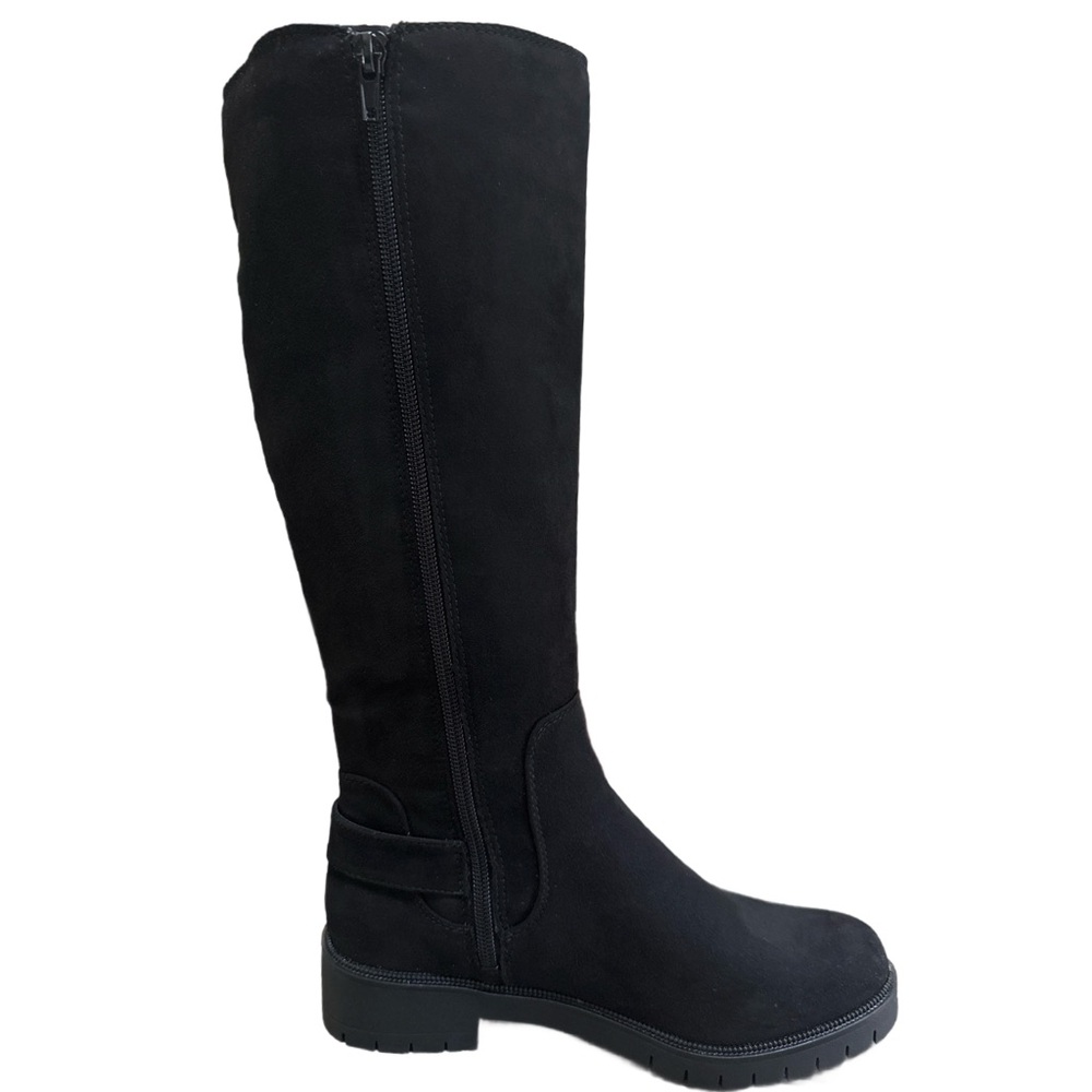 Style & Co Knee High Gwynn Black Boots With Inside Zip & Lug Heels NWOB Size 5.5
